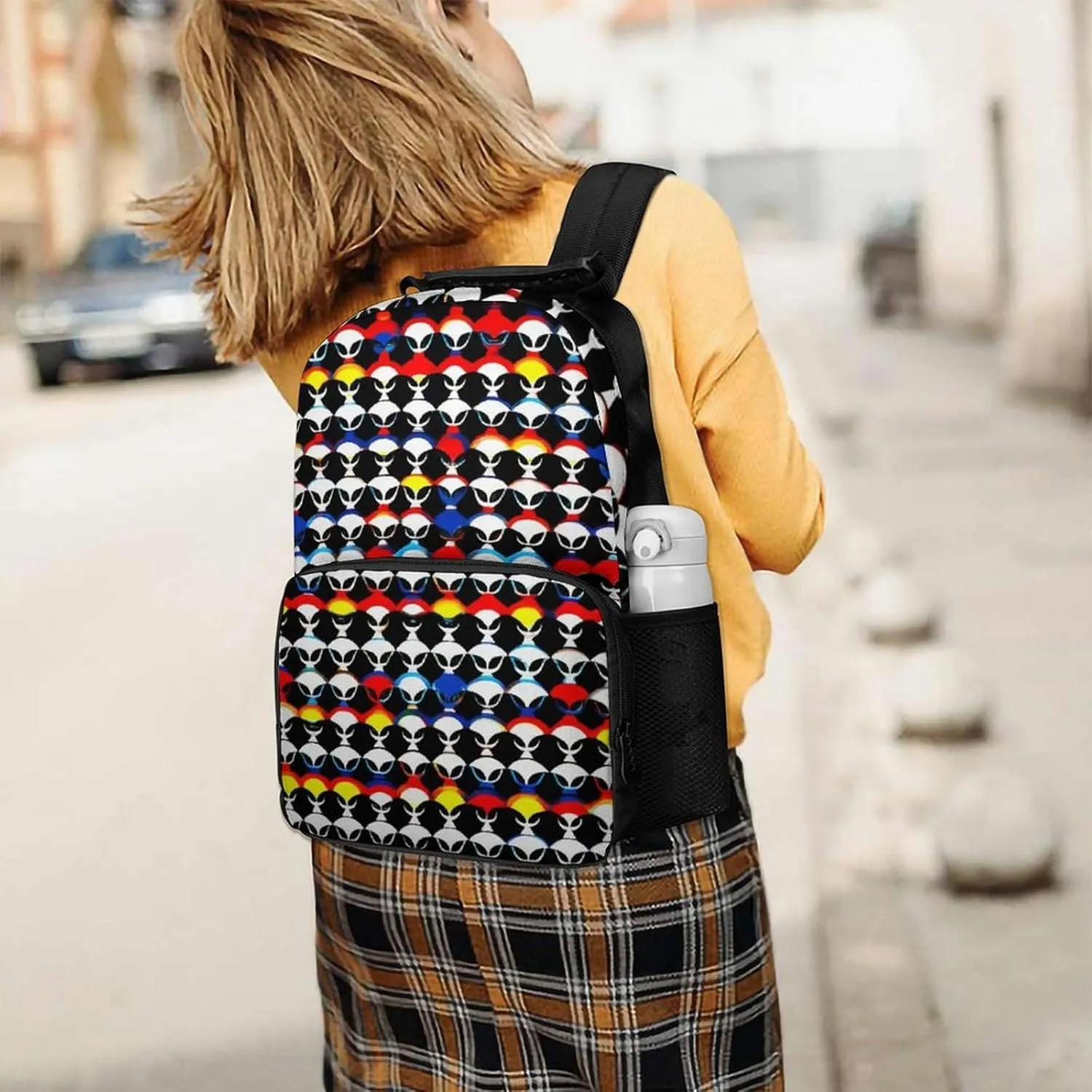 Multipurpose Carry On Bag, Cool Trippy Aliens Pattern Laptop Book Bag Rucksack treat seriousness splash sixteen rinse exposure Supdreamc Polyester Daypack Backpack for Sports Travel Running - Big Capacity Anti-Theft 