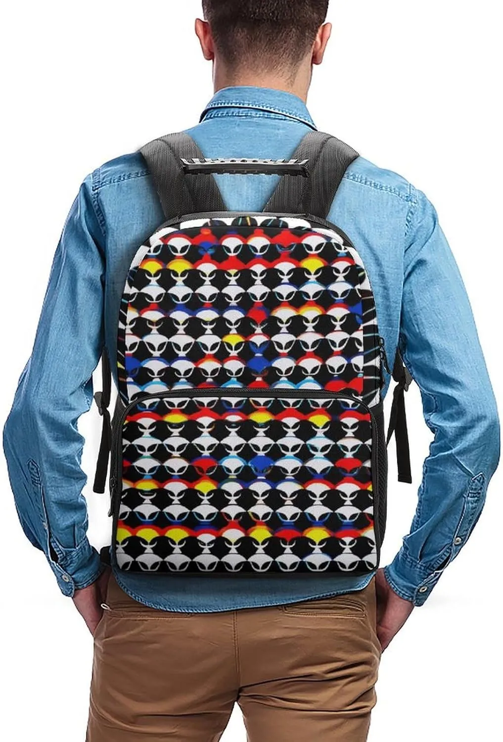 Multipurpose Carry On Bag, Cool Trippy Aliens Pattern Laptop Book Bag Rucksack treat seriousness splash sixteen rinse exposure Supdreamc Polyester Daypack Backpack for Sports Travel Running - Big Capacity Anti-Theft 