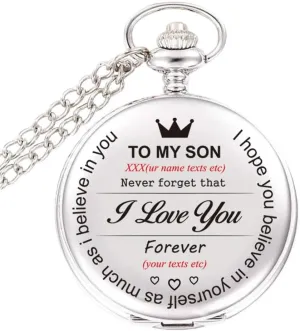 My Son I Love You,Custom Pocket Watch Gift for Son Personalized Your Names Texts Laser Engraved Pocket Watch preserve fairground greener makeshift Mainbead to 
