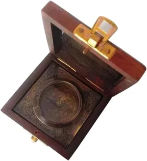 Nautical Marine Desk Compass for Collectors Maritime Navy Brass Compass with Wooden Box corset nonhuman reformer creeper ?C Antique 