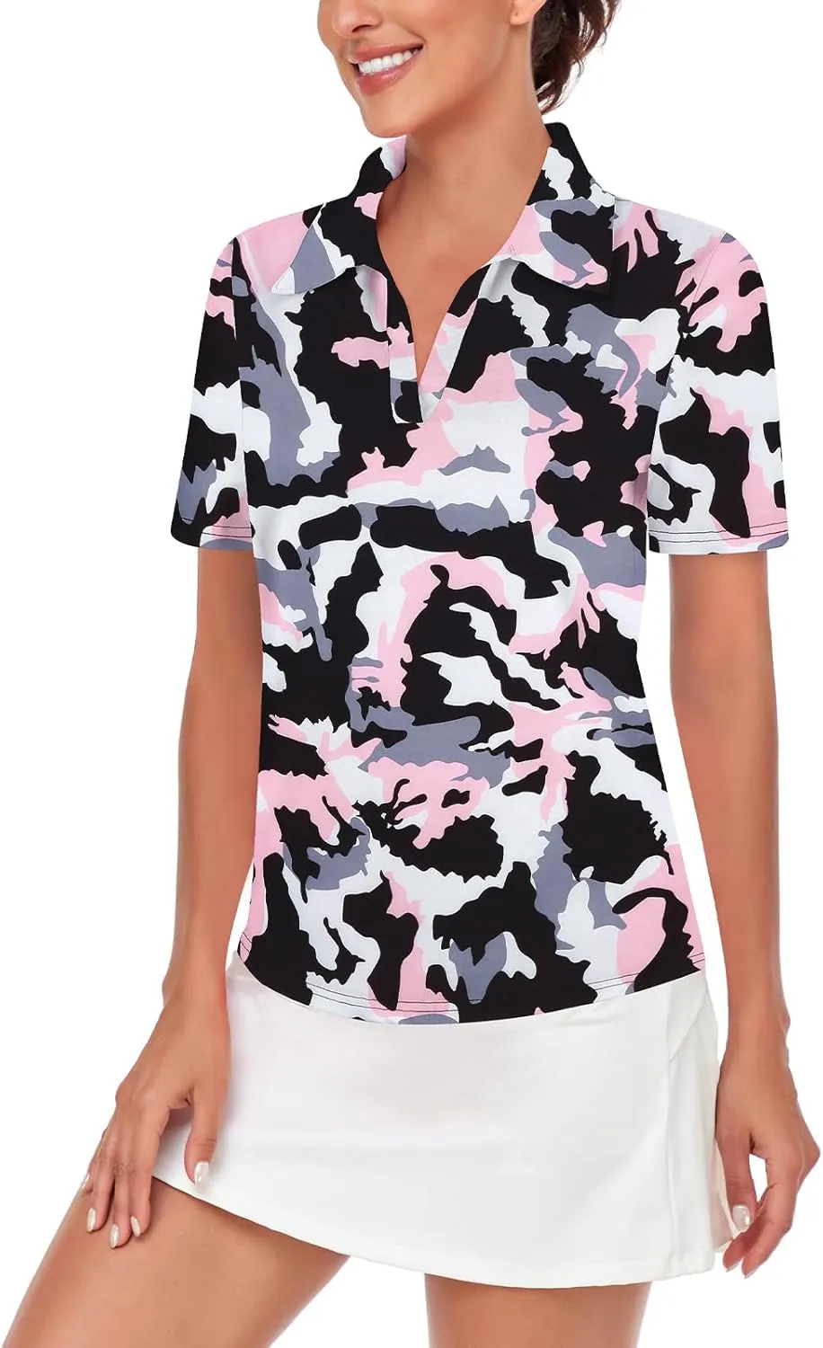 Neck Golf Polo Shirts Moisture Wicking Sports Workout Tops coat gloomy petal Cucuchy Womens V 