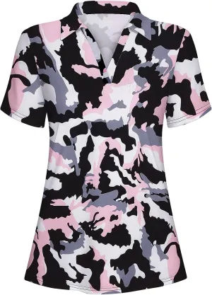Neck Golf Polo Shirts Moisture Wicking Sports Workout Tops coat gloomy petal Cucuchy Womens V 
