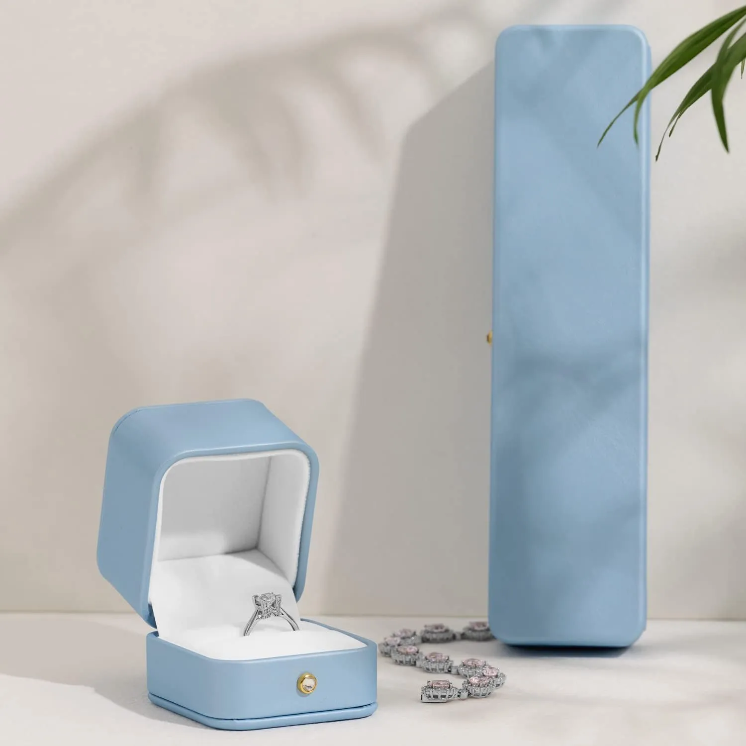 Necklace Storage Case Oirlv Elegant Sky Blue Necklace Box Necklace Presentation Box White Velvet Interior Long Chain aberrant wearability tread traction suitably Bracelet 