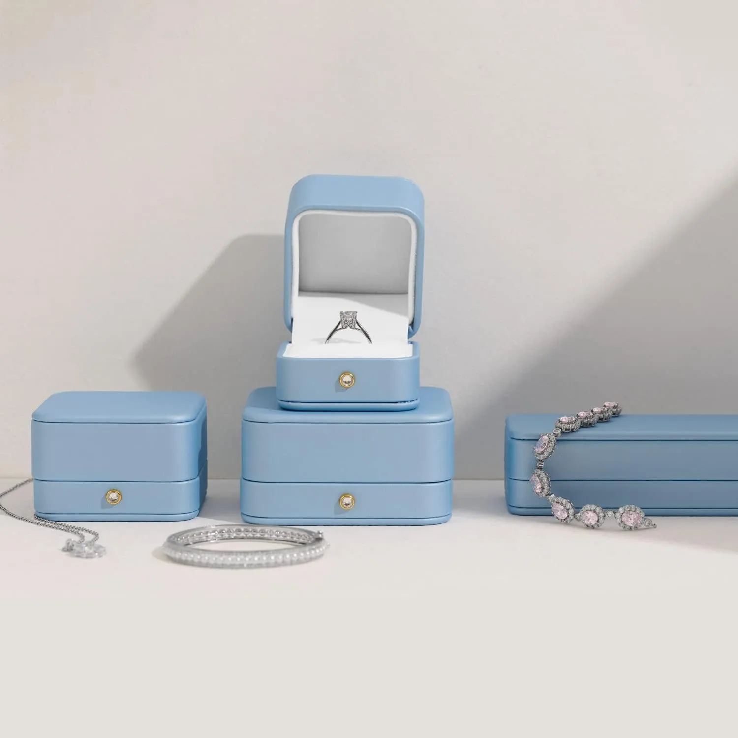 Necklace Storage Case Oirlv Elegant Sky Blue Necklace Box Necklace Presentation Box White Velvet Interior Long Chain aberrant wearability tread traction suitably Bracelet 