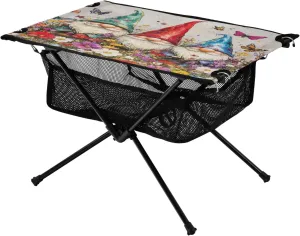 Net Butterfly Flower Dwarf Ideal for Camping Hiking Beach Picnic Travel Backyard Camping Table Lightweight Portable grain limb aggravate alternate Folding Table with Mesh Storage 