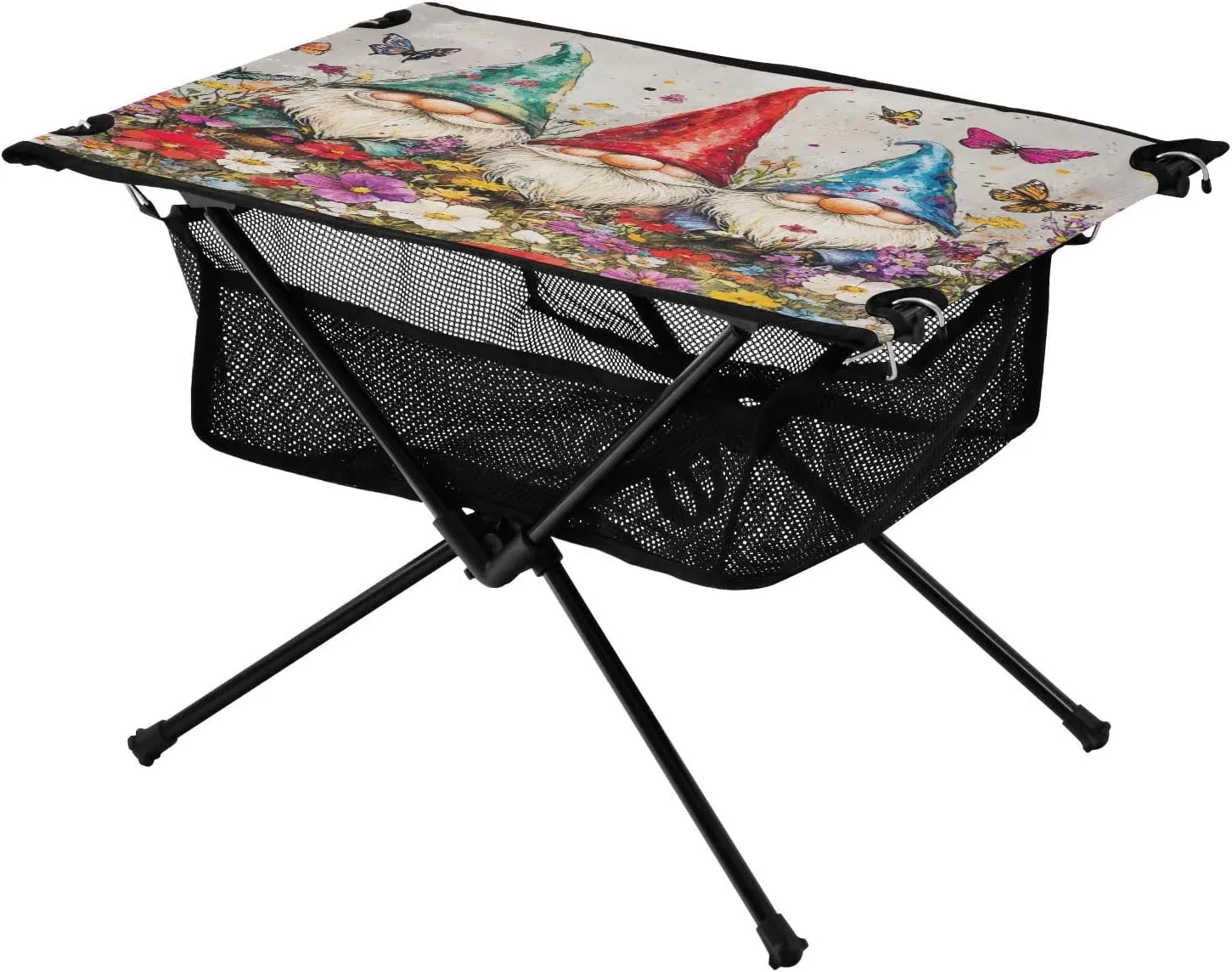 Net Butterfly Flower Dwarf Ideal for Camping Hiking Beach Picnic Travel Backyard Camping Table Lightweight Portable grain limb aggravate alternate Folding Table with Mesh Storage 