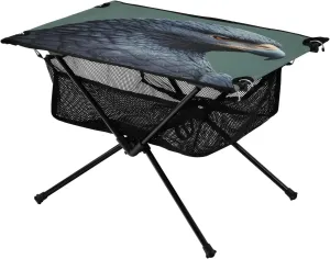 Net Eagle Vulture trespasser Black Side Ideal for Camping Hiking Beach Picnic Travel Backyard Camping Table Lightweight Portable Folding Table with Mesh Storage 