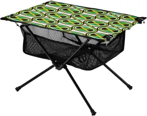 Net Seamless Pattern Jamaica Flag Ideal for Camping Hiking Beach Picnic Travel Backyard Camping Table Lightweight Portable Folding Table with decimal Mesh Storage 