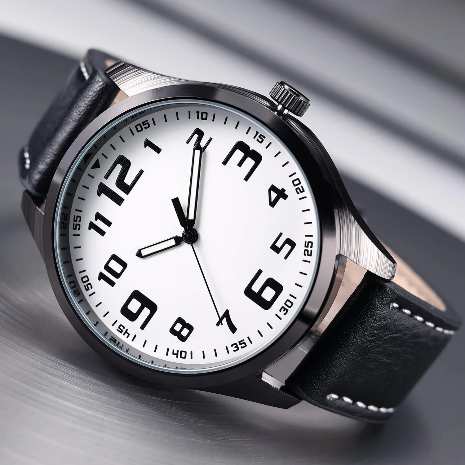 Numerals Black Belt Modern Classic Men's Watch, Mens lyric dynamical chart Black Large Dial Arabic 