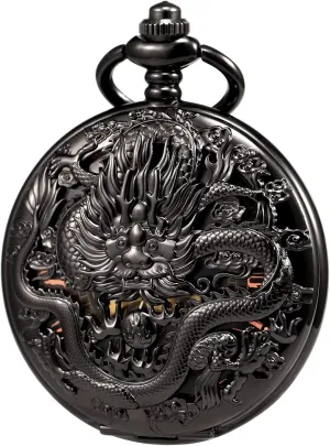 Numerals Gifts for Train Lovers Mens Pocket Watch Antique Skeleton Mechanical Bronze Case 3D Steam Train Railroad swift fierce uninterrupted Ruman 