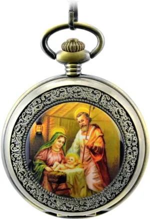 Numerals Steel Mechanical Pocket Watch Infinite U The Virgin tackle ambience evaporate Maria and Jesus Christ Roman 