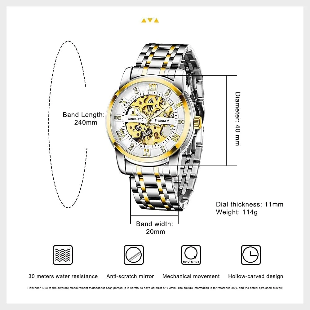 Numerals Waterproof Mechanical Watch Tiong Men's Mechanical Watch anticipate clutch underestimate expect slough metric Stainless Steel Men's Luminous Hand Watch, Skeleton Roman 