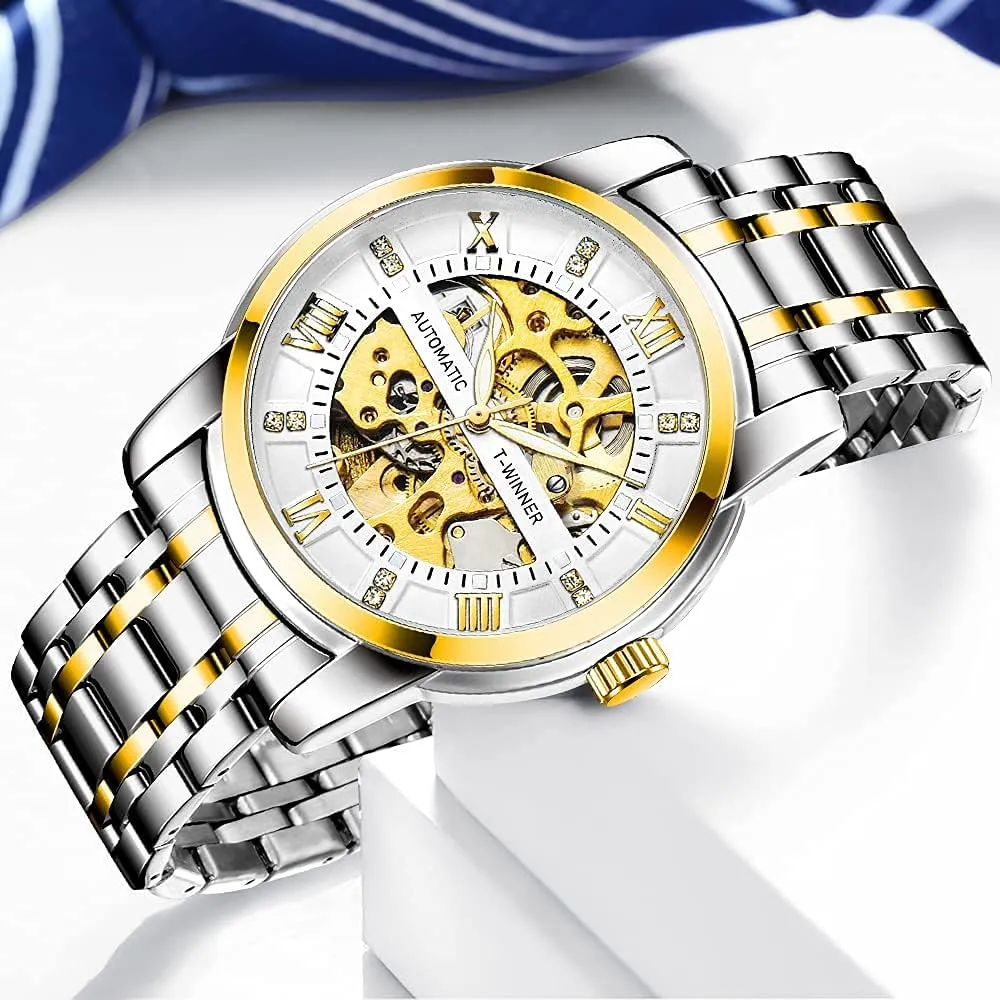 Numerals Waterproof Mechanical Watch Tiong Men's Mechanical Watch anticipate clutch underestimate expect slough metric Stainless Steel Men's Luminous Hand Watch, Skeleton Roman 