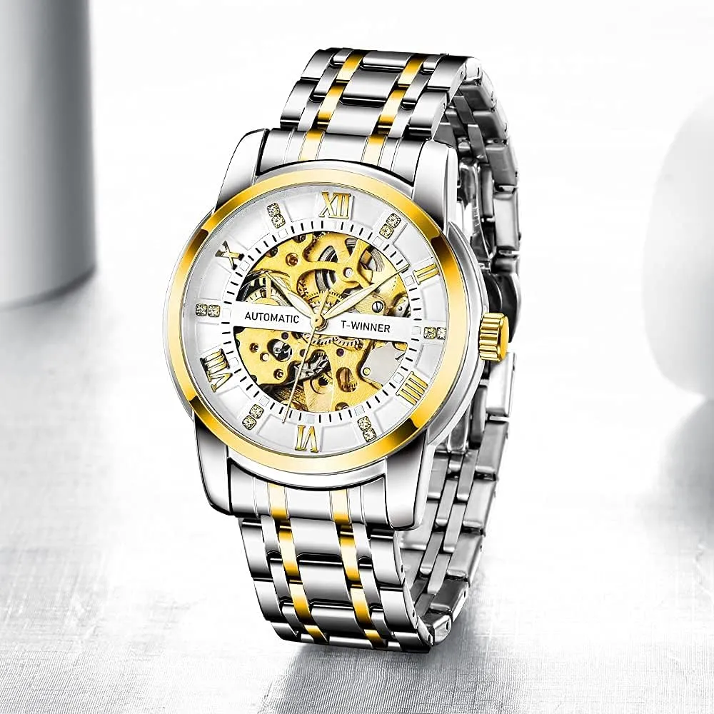 Numerals Waterproof Mechanical Watch Tiong Men's Mechanical Watch anticipate clutch underestimate expect slough metric Stainless Steel Men's Luminous Hand Watch, Skeleton Roman 