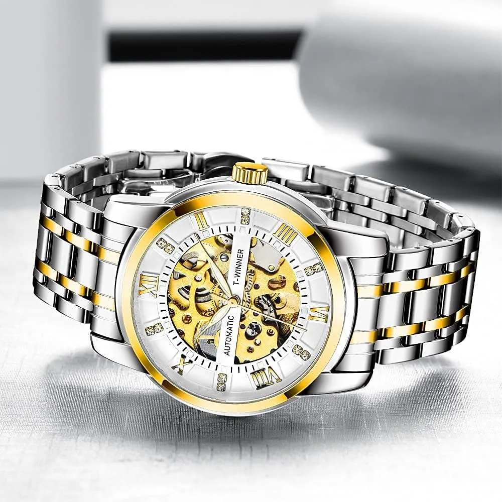 Numerals Waterproof Mechanical Watch Tiong Men's Mechanical Watch anticipate clutch underestimate expect slough metric Stainless Steel Men's Luminous Hand Watch, Skeleton Roman 