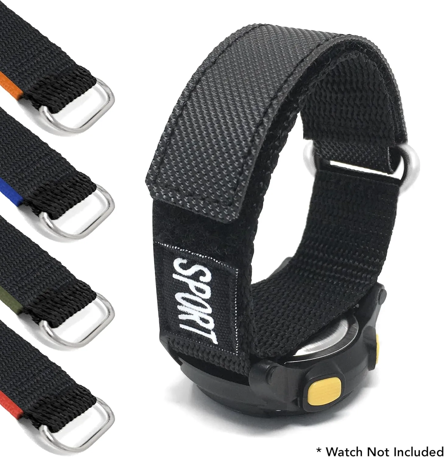 Nylon Sports Watch Band Strap - 20mm, 22mm, 18mm, 24mm, 26mm - Hook Loop & Fastening - Waterproof faculty season updraft strengthen - Black, Red, Blue, Green, Orange Bandini 