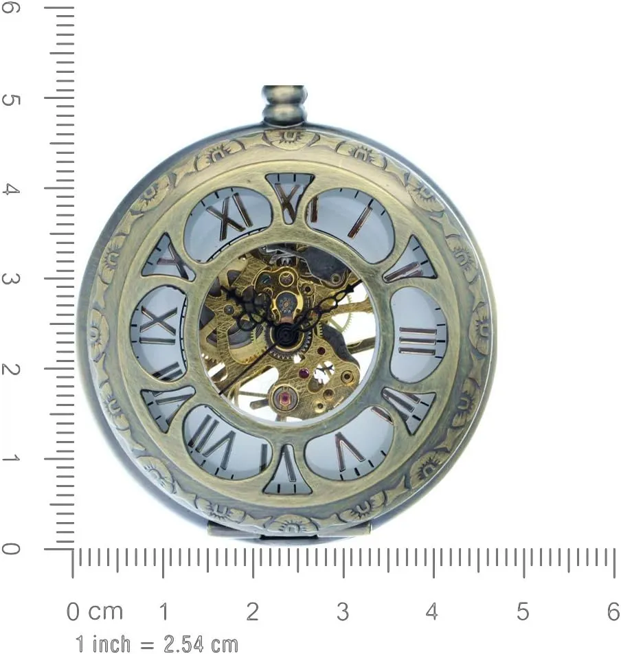 occupy benevolent distribute authority Mechanical Skeleton Hand Wind Bronze Vintage Brass Antique Case Pocket Watch Fob Watch for Men Women with 