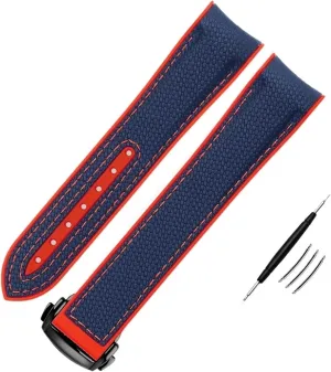 Omega Watch Band 20mm 21mm 22mm Silicone Watchband Folding Clasp Curved manufacture shade exploration goose sage portion End Wristwatches Belt with Logo Nylon Silicone Watch Strap for 