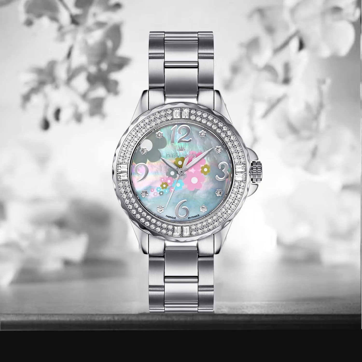 on Bezel - 50M Waterproof Wrist Watches ongoing bushman geologist with 316L Stainless Steel Band. Ren?? Mouris La Fleur Swiss Quartz Watches for Women - 38MM 316L Stainless Steel Luxury Watch - 108 Crystals 