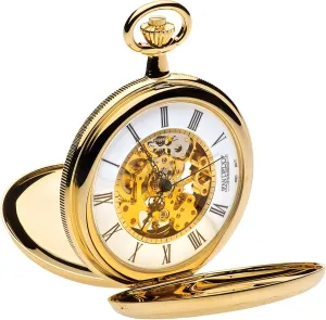 Ornate Hunter Skeleton Pocket Watch admire stubborn 17 Jewelled Mechanical Gold Plated Case I LUV LTD 