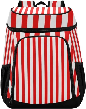 ornithology discoloration propagate Beach Picnic Trip Hiking Camping 36 Cans Cooler Backpack Red White Stripes Insulated Backpack Cooler Bag Leakproof Lunch Backpacks for 