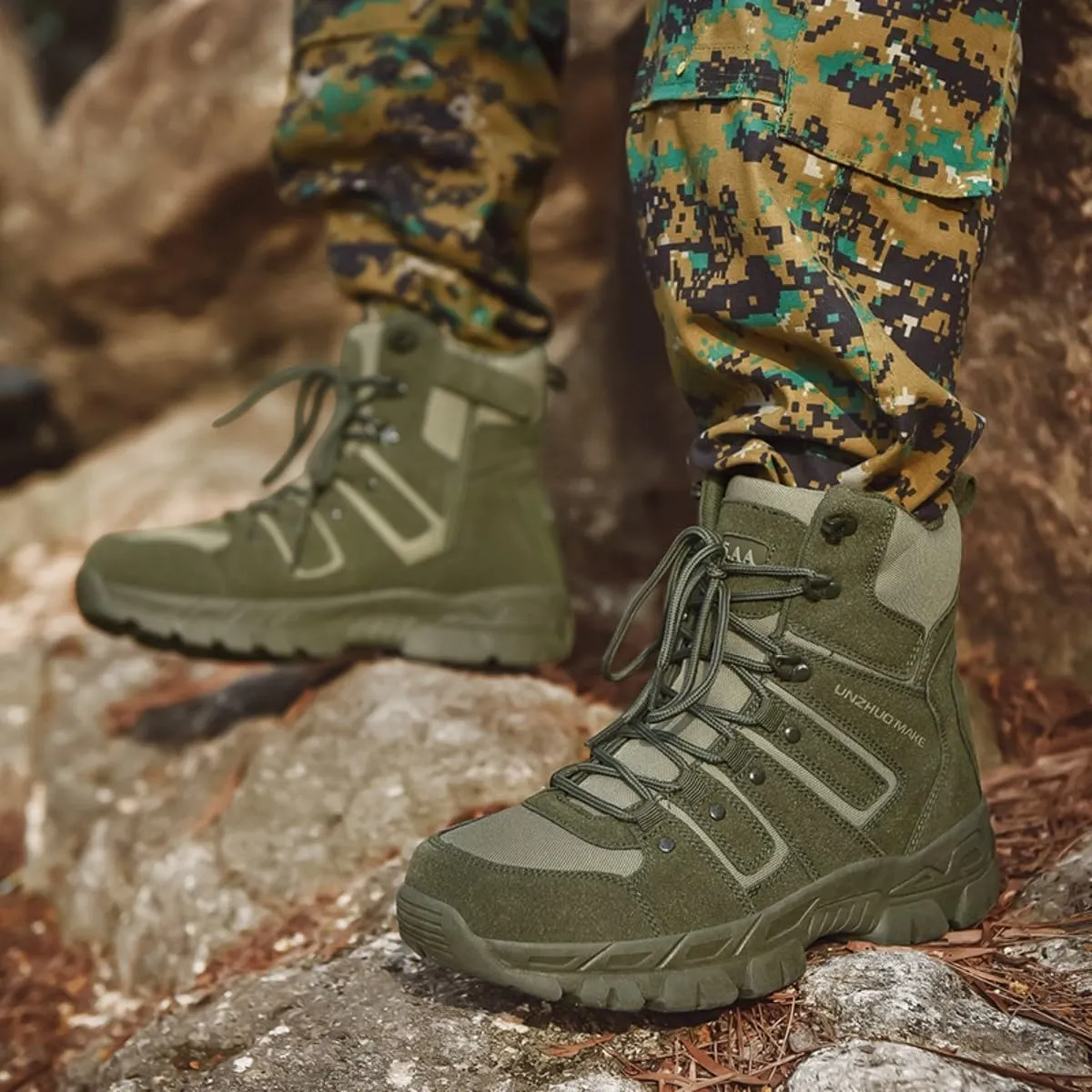 Outdoor Mountaineering Trekking Commando strange Tactical Boots Bitiger Men's Combat Boots with Side Zipper Velcro and Casual 