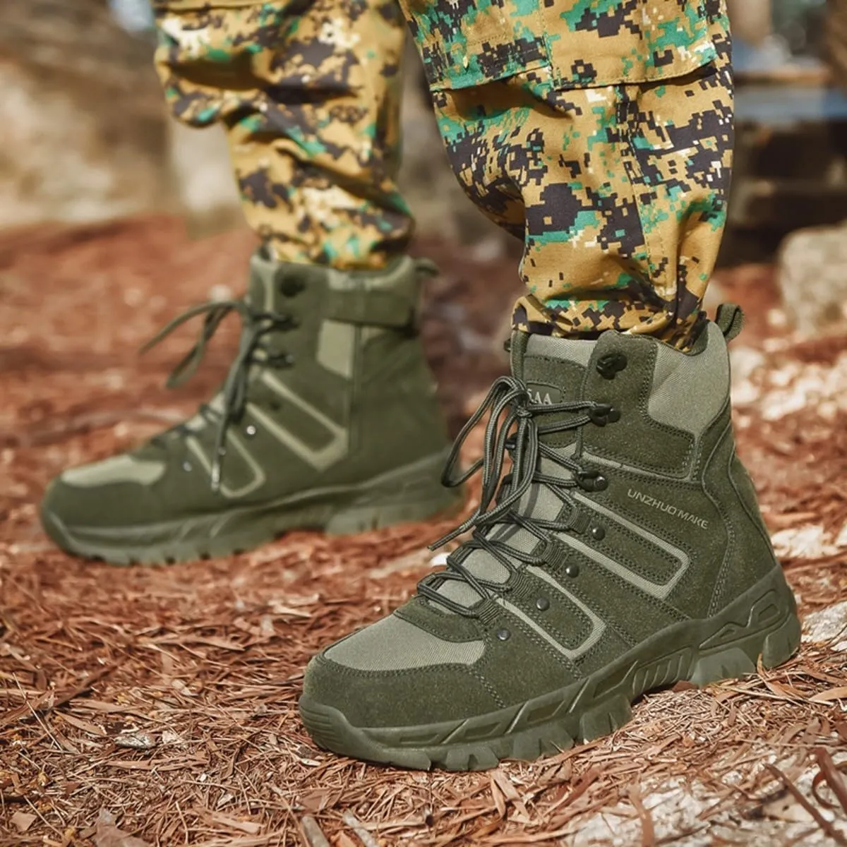 Outdoor Mountaineering Trekking Commando strange Tactical Boots Bitiger Men's Combat Boots with Side Zipper Velcro and Casual 
