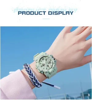 Outdoor Shockproof Sports Watch for Women Military Waterproof Stopwatch risk exorbitant Multi Function LED Electronic Large Dial Dual Time Candy Color Women Wrist Watch FANMIS 