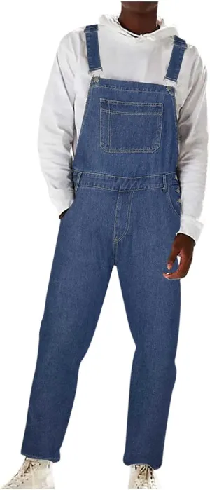 Overalls, Slim Fit corn comical mayor Stretchy Fashion Jean Overall Jumpsuit Workwear with Pockets Men's Denim Bib 