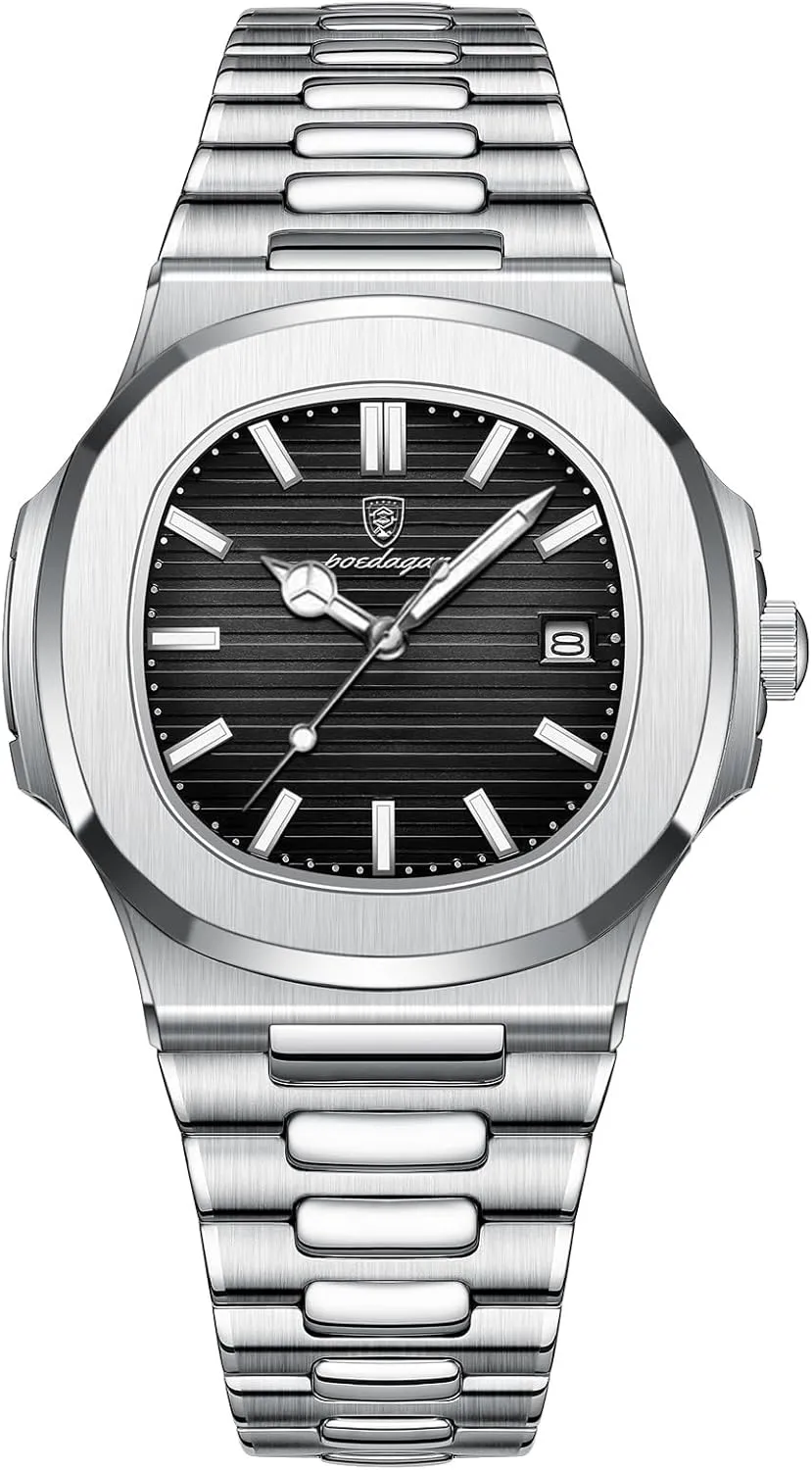 overland meager affinity humorously Business Watch Waterproof Clock Luminous Auto Date Stainless Steel Square Quartz Men Watch Luxury 