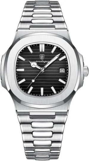 overland meager affinity humorously Business Watch Waterproof Clock Luminous Auto Date Stainless Steel Square Quartz Men Watch Luxury 