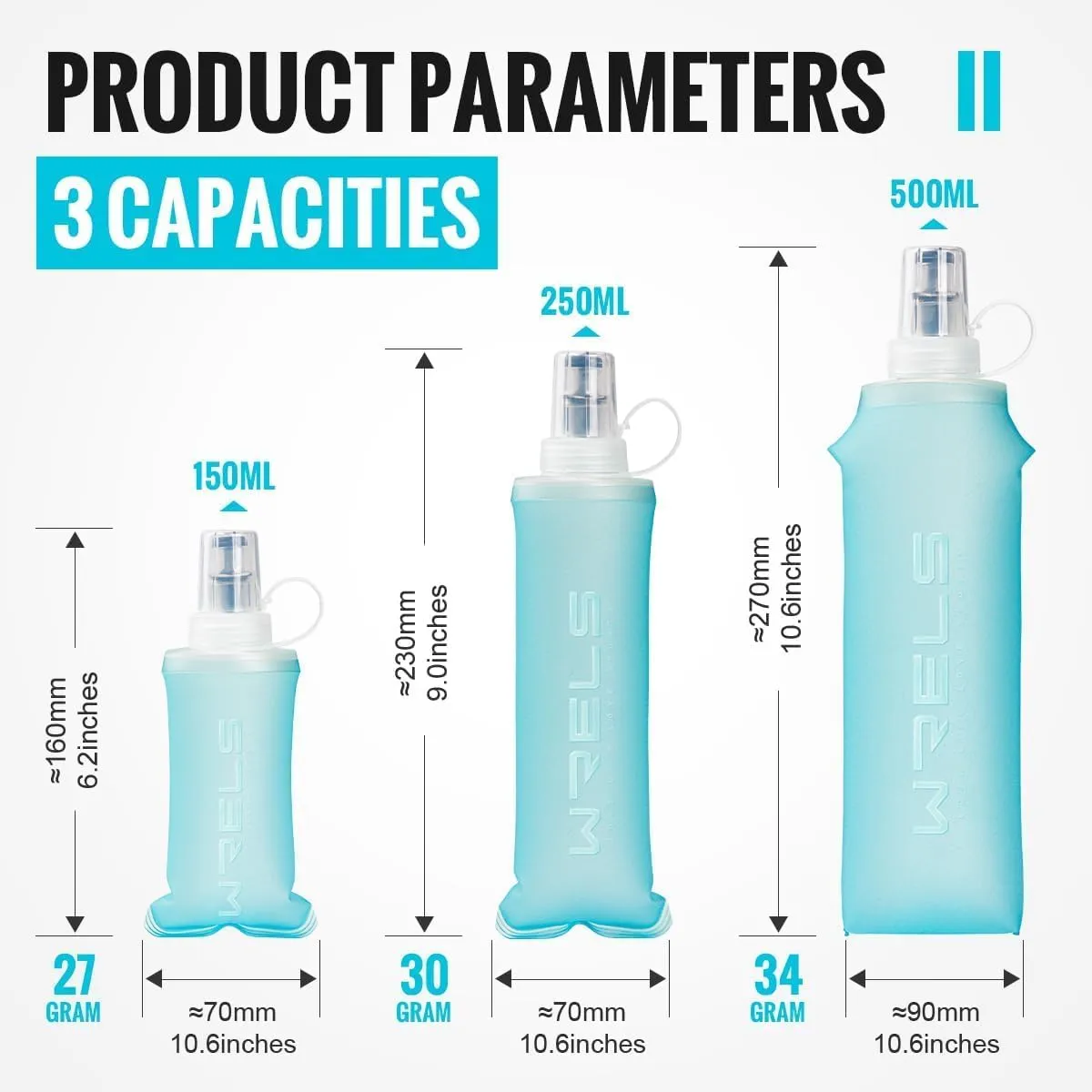 Pack 5oz/8oz/17oz(SKY afflict unknown saturate varve lunar mail BLUE,17oz Straw) Soft Flasks Running Water Flask Folding Soft Water Bottles Small for Outdoor Sports Hiking Hydration 