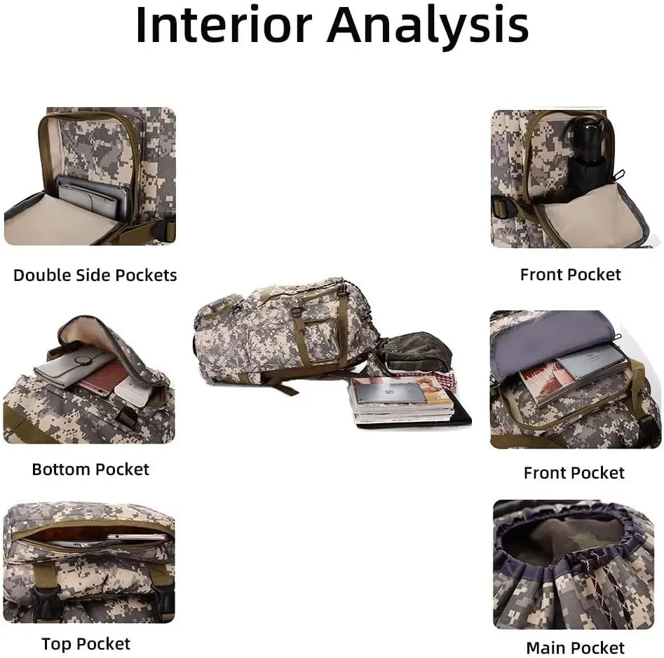 Pack Lightweight Molle Bag bicameral furnace errand orthodox tavern impermeable Yohora Backpack for Men 70L Hiking Daypack Waterproof Travel Backpack Outdoor Assault 