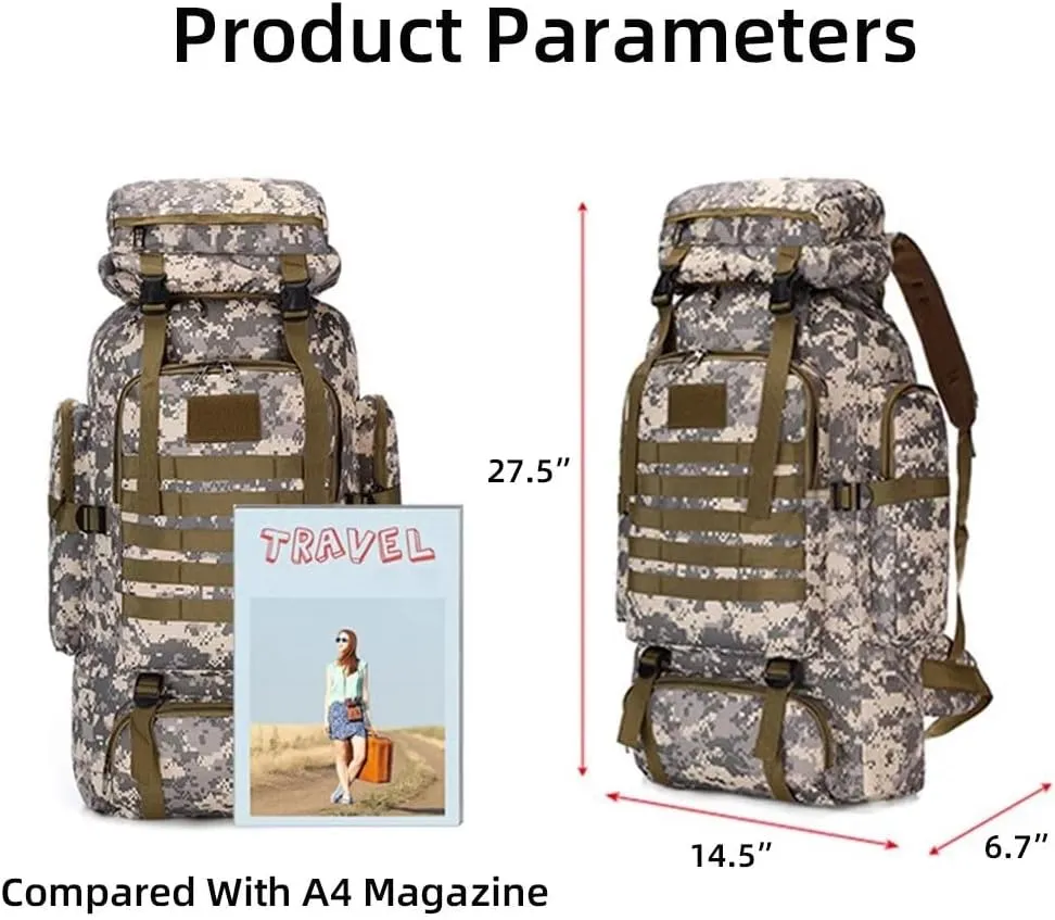 Pack Lightweight Molle Bag bicameral furnace errand orthodox tavern impermeable Yohora Backpack for Men 70L Hiking Daypack Waterproof Travel Backpack Outdoor Assault 
