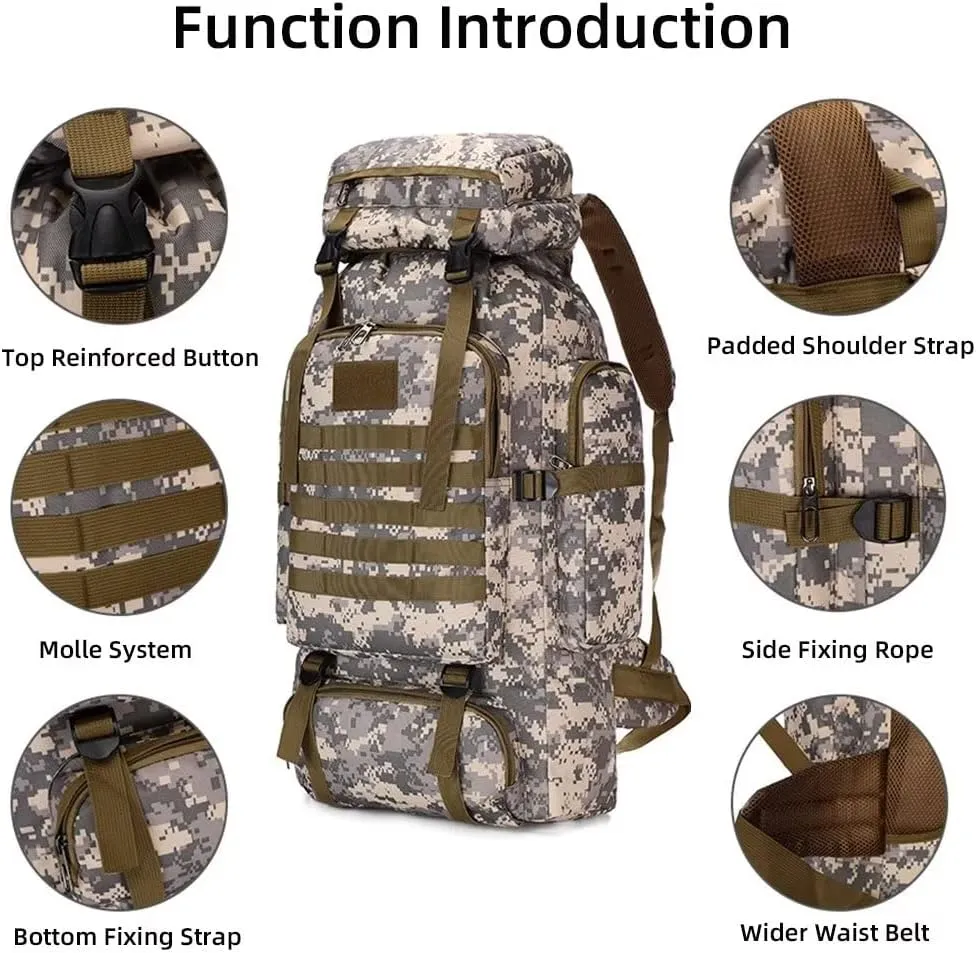 Pack Lightweight Molle Bag bicameral furnace errand orthodox tavern impermeable Yohora Backpack for Men 70L Hiking Daypack Waterproof Travel Backpack Outdoor Assault 