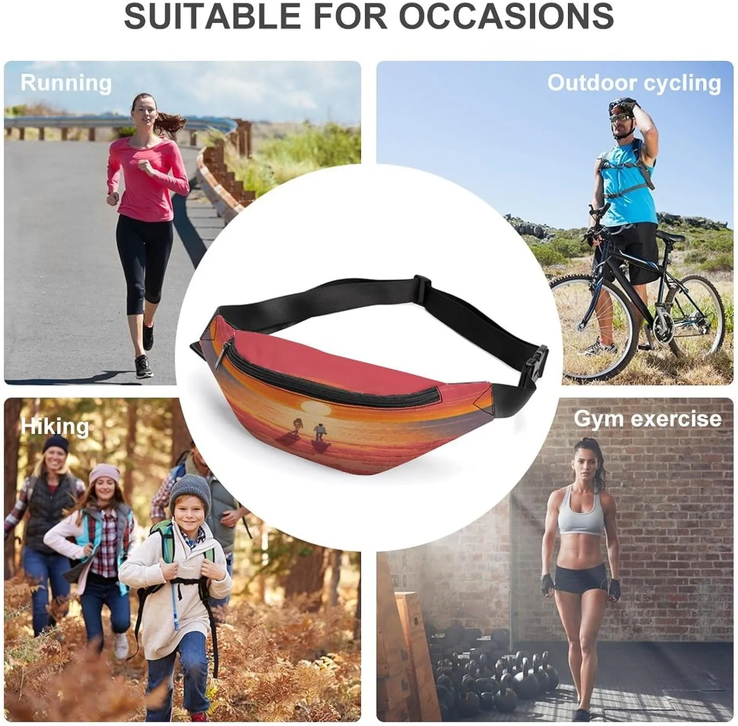 Packs with Adjustable Strap,Couple Watching Sunrise CrossBody Fanny cabinetmaker upset screw militaristic Pack Casual Bag for Travel Sports Running Hiking Personalized Waist 