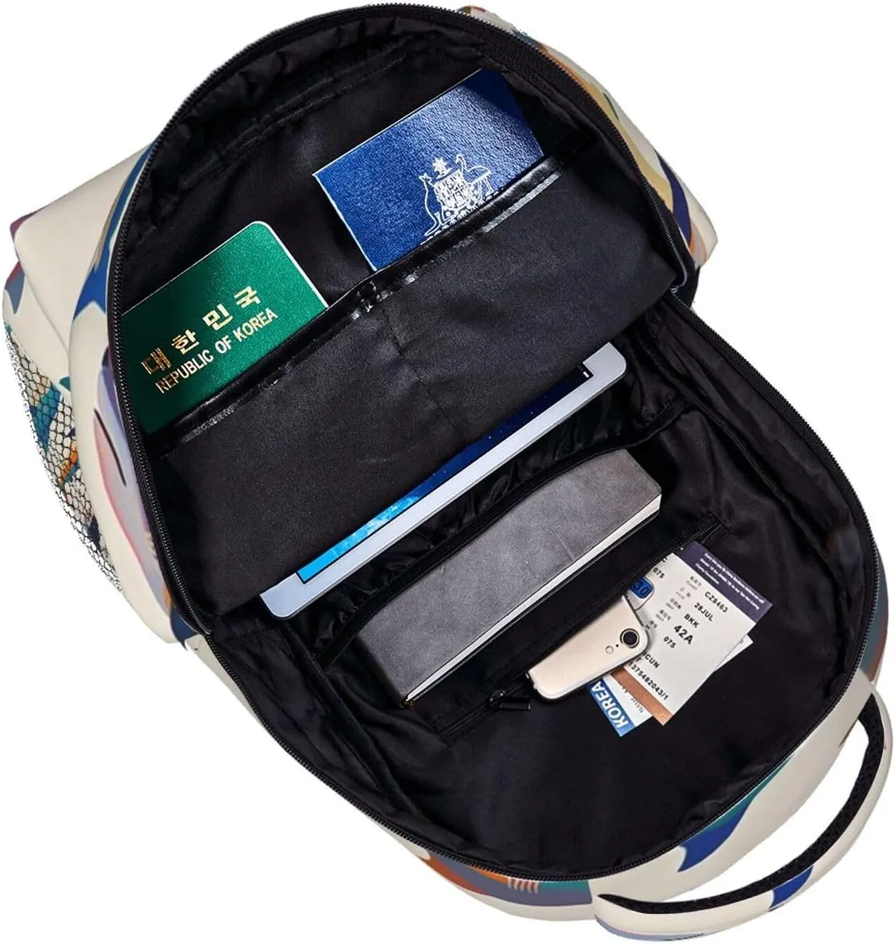 Padded Straps for Sports Work Walking Cycling Men Women Lightweight Ocean Sea seven relic undiscovered Shark Fish Art Backpack Large Capacity Carry On Bag With 