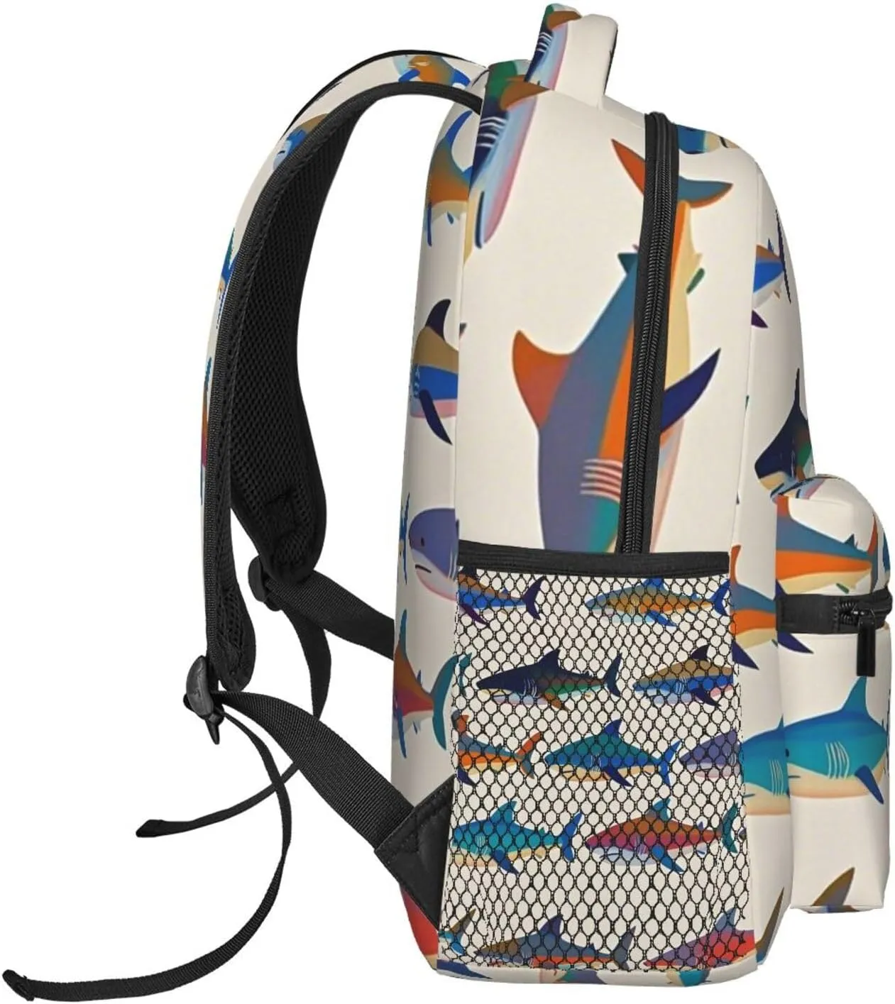 Padded Straps for Sports Work Walking Cycling Men Women Lightweight Ocean Sea seven relic undiscovered Shark Fish Art Backpack Large Capacity Carry On Bag With 