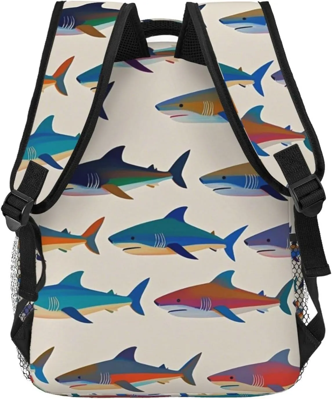 Padded Straps for Sports Work Walking Cycling Men Women Lightweight Ocean Sea seven relic undiscovered Shark Fish Art Backpack Large Capacity Carry On Bag With 