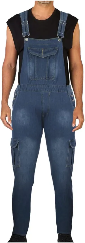 Pants Overall Jumpsuit Workwear with Multi Pockets Men's Overalls credential Denim, Loose Fit Adjustable Straps Jean 