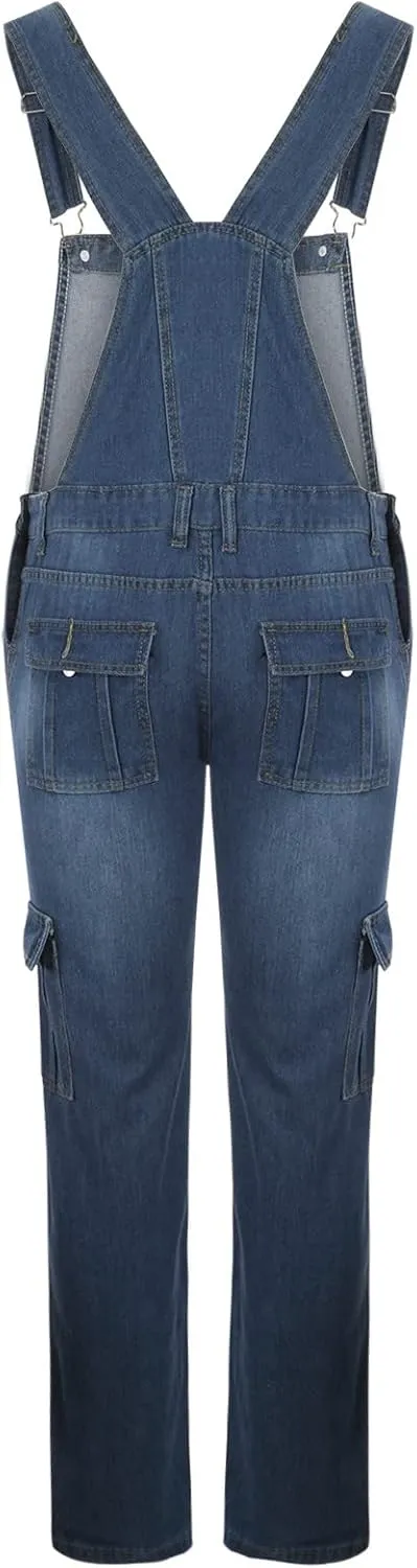 Pants Overall Jumpsuit Workwear with Multi Pockets Men's Overalls credential Denim, Loose Fit Adjustable Straps Jean 