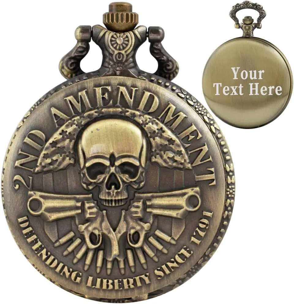 Pattern Antique with Chain Best Gifts Tiong Custom Back Side ppm Vintage Pocket Watch Skull 