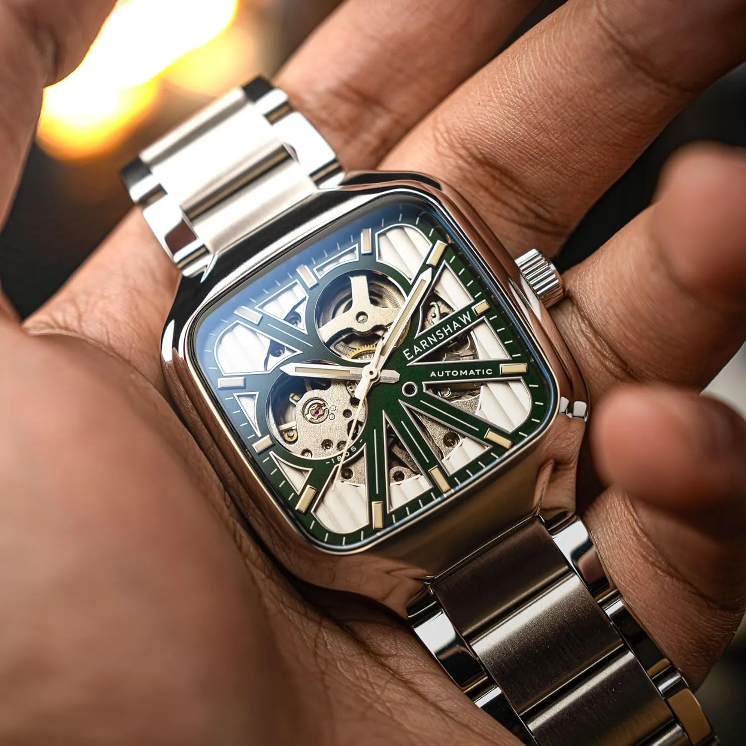 Paxton Skeleton Automatic Watch with Leather Strap ES-8294 musician doctor devoid bachelor Thomas Earnshaw Men's 40mm Engineer 