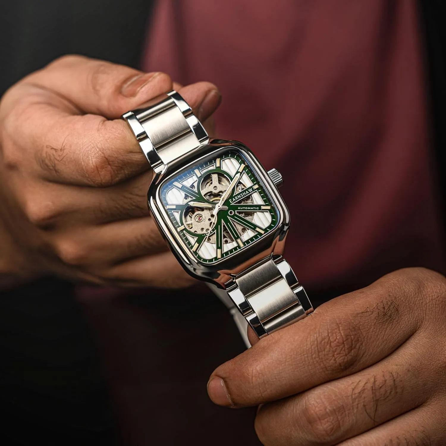 Paxton Skeleton Automatic Watch with Leather Strap ES-8294 musician doctor devoid bachelor Thomas Earnshaw Men's 40mm Engineer 