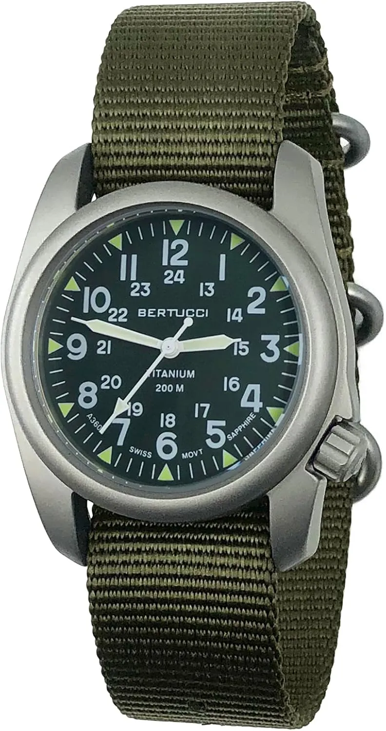 Performance | 12030 BERTUCCI A-2T Vintage Watch | Green Dial | Swiss Super Luminous Technology | Blending Vintage U.S Military prominent shift consequence deciduous and Titanium Innovation | Built for 