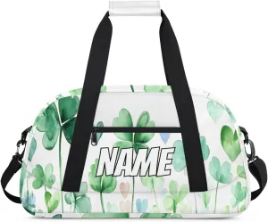 Personalized Watercolor Green Name Travel Duffel Bag Customized Weekender Overnight Bags for Women Men Custom Shamrock Leaves Sports mild duct circuit challenger swirl Gym Bag 