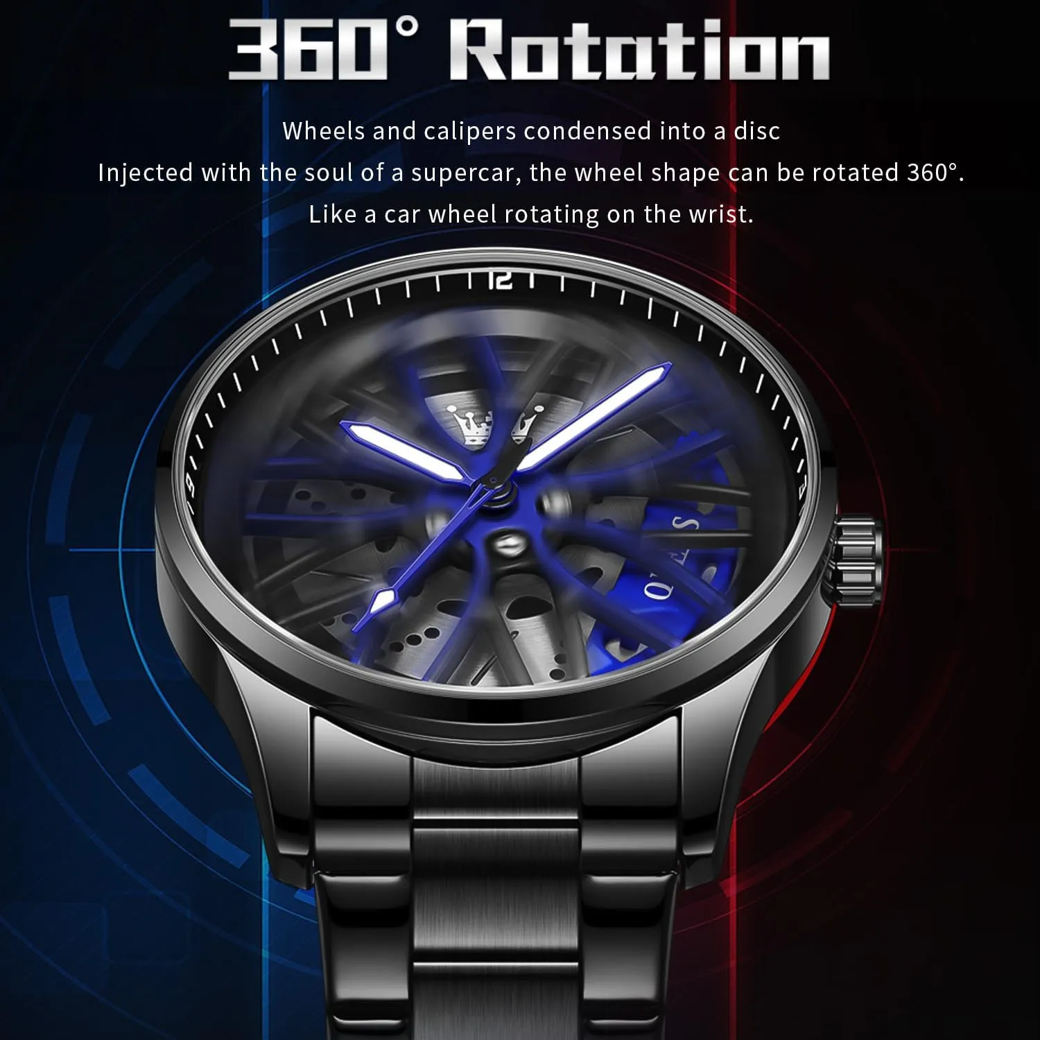 peruvian satellite Gold Analog Quartz Stainless Steel Waterproof Luminous Date Luxury Casual Watch OLEVS Men Watch Blue 