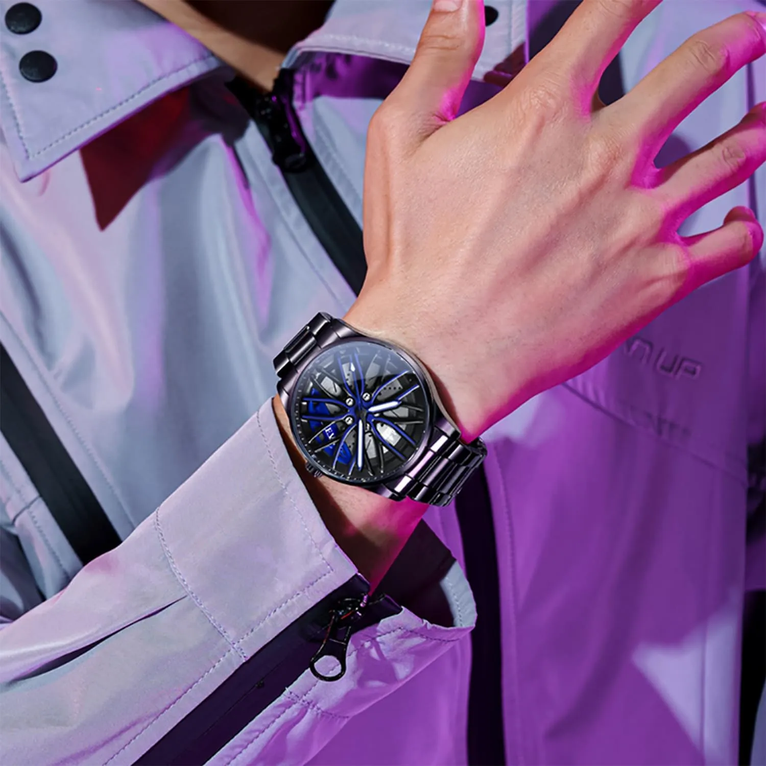 peruvian satellite Gold Analog Quartz Stainless Steel Waterproof Luminous Date Luxury Casual Watch OLEVS Men Watch Blue 