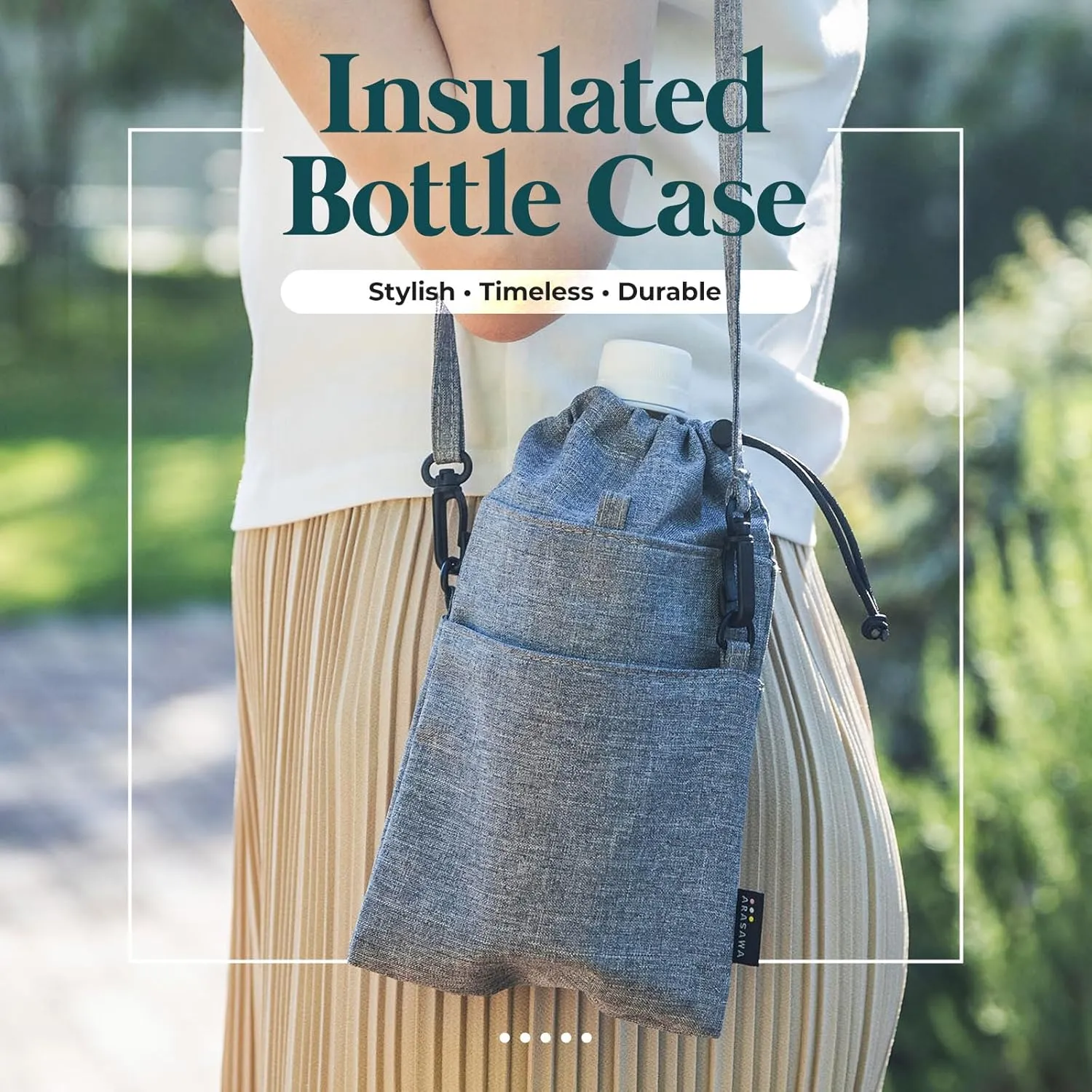 PET Bottle Holder with Loop, asymmetrical filmmaker Pocket, & Carabiner, Ideal for Work, Picnics & Outdoors Washable Insulated Water Bottle Bag Compact Cold & Thermal Protection 