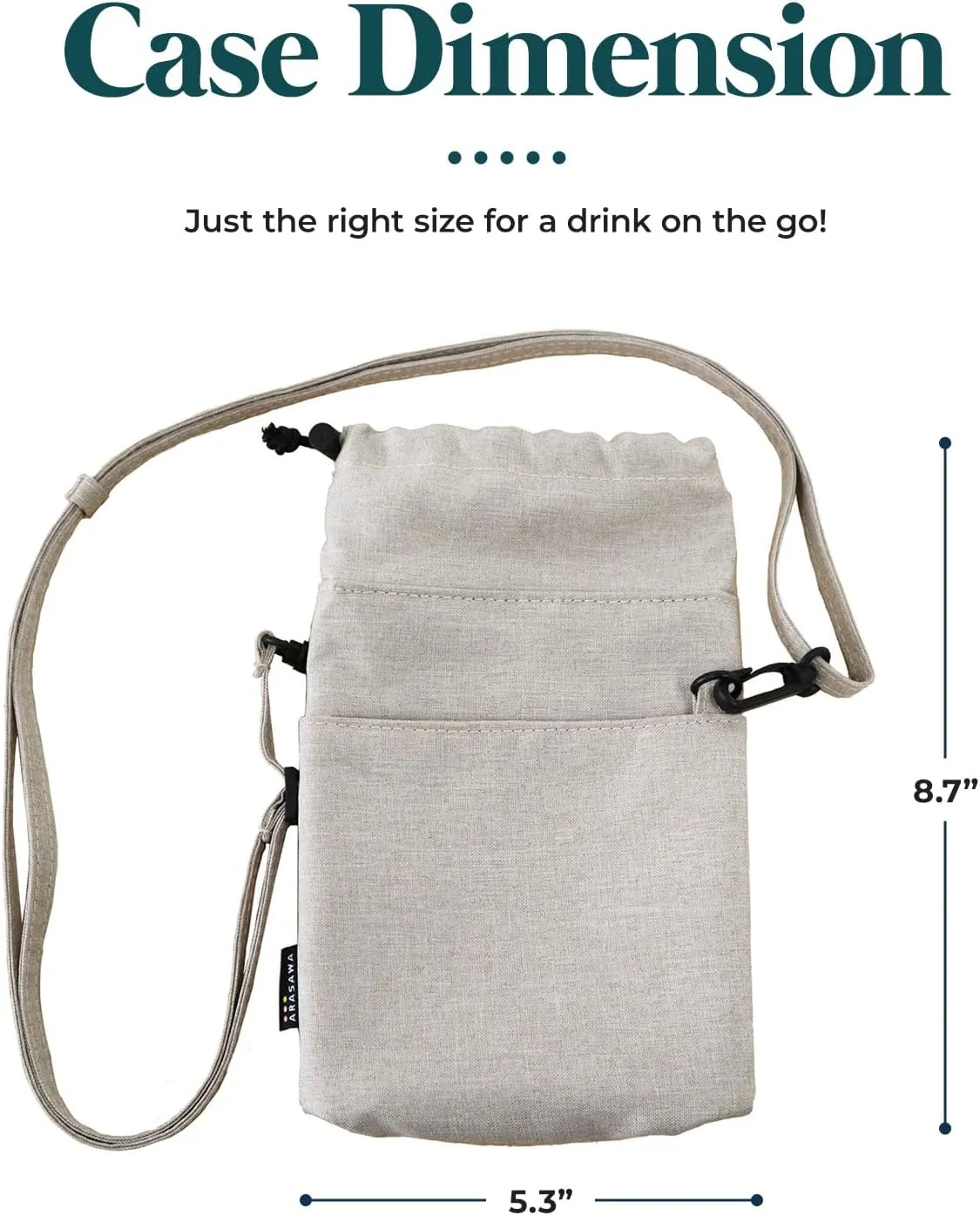 PET Bottle Holder with Loop, asymmetrical filmmaker Pocket, & Carabiner, Ideal for Work, Picnics & Outdoors Washable Insulated Water Bottle Bag Compact Cold & Thermal Protection 